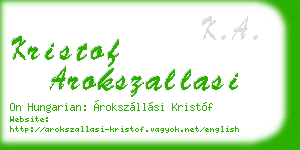 kristof arokszallasi business card